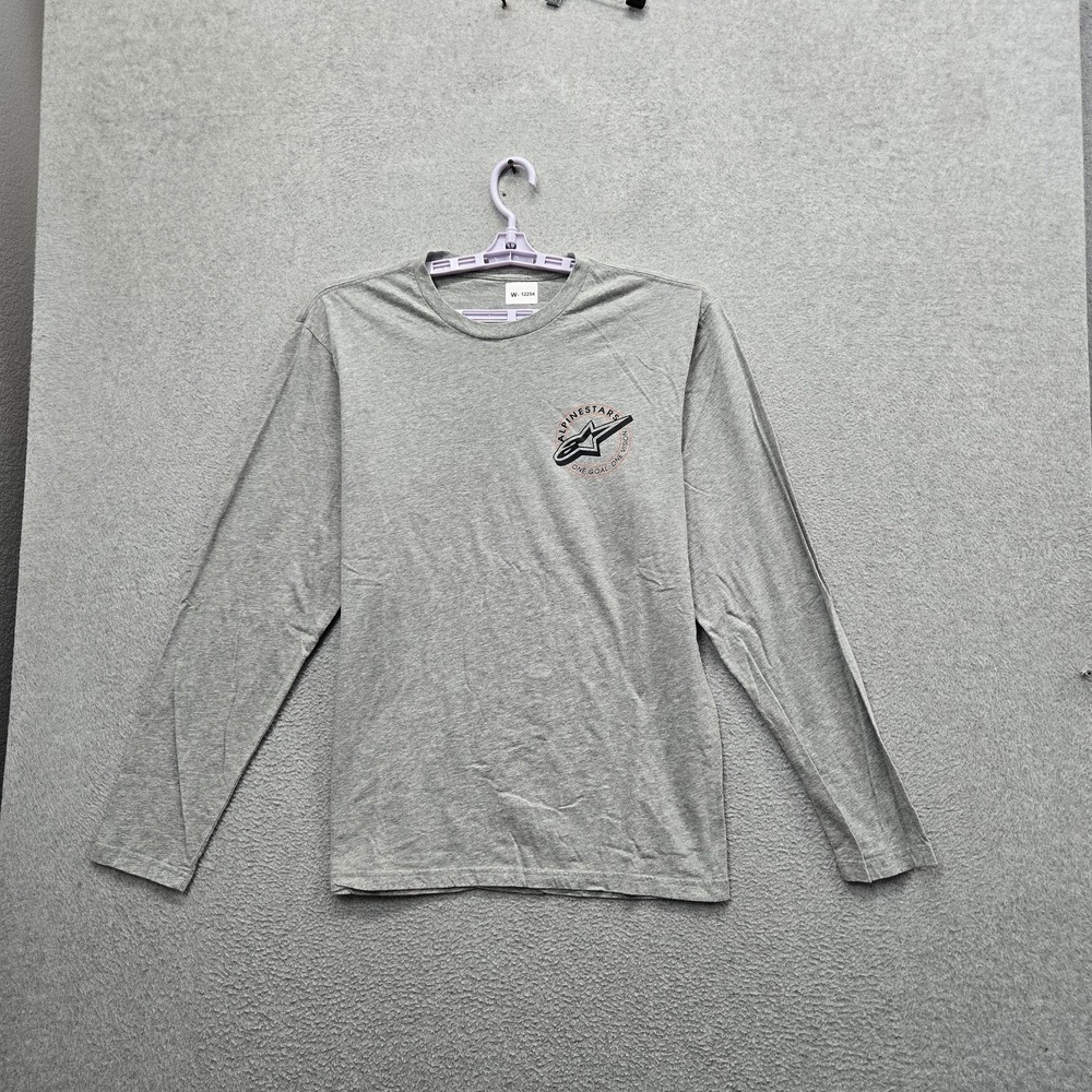 Alpinestars Men Shirt L Gray Logo Long Sleeve